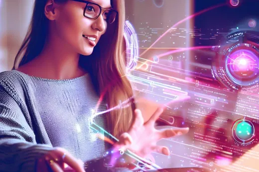 Der Einsatz künstlicher Intelligenz in der Jugendverbandsarbeit Eine junge Person in virtueller Welt