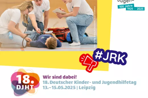 Werbekachel für den Stand des JRK beim Jugendhilfetag