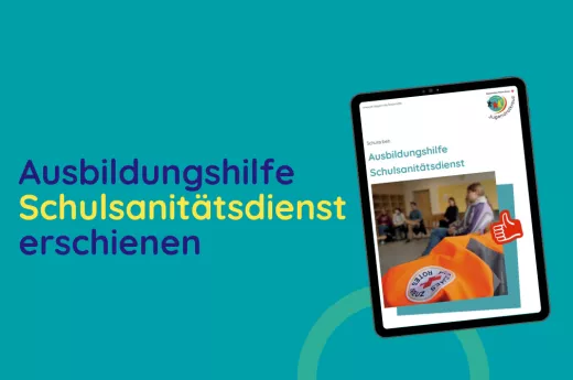 Kachel auf der ein ipad zu sehen ist mit dem Cover der neuen Ausbildungshilfe SSD