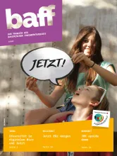 Das Bild Zeigt den Titel der baff-Ausgabe 2-22 zum Thema Gegenwart. 